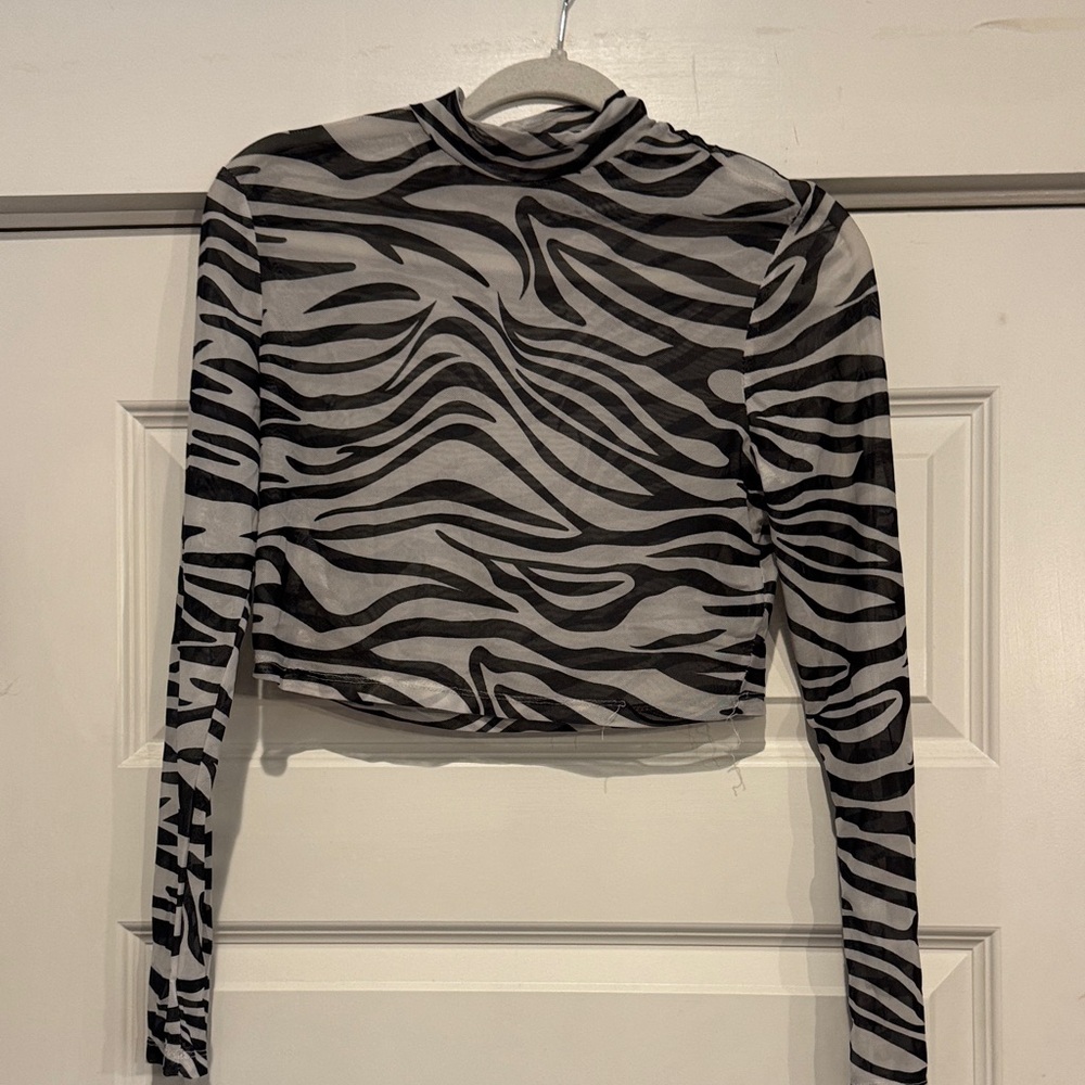 Zebra Print Long Sleeve Top